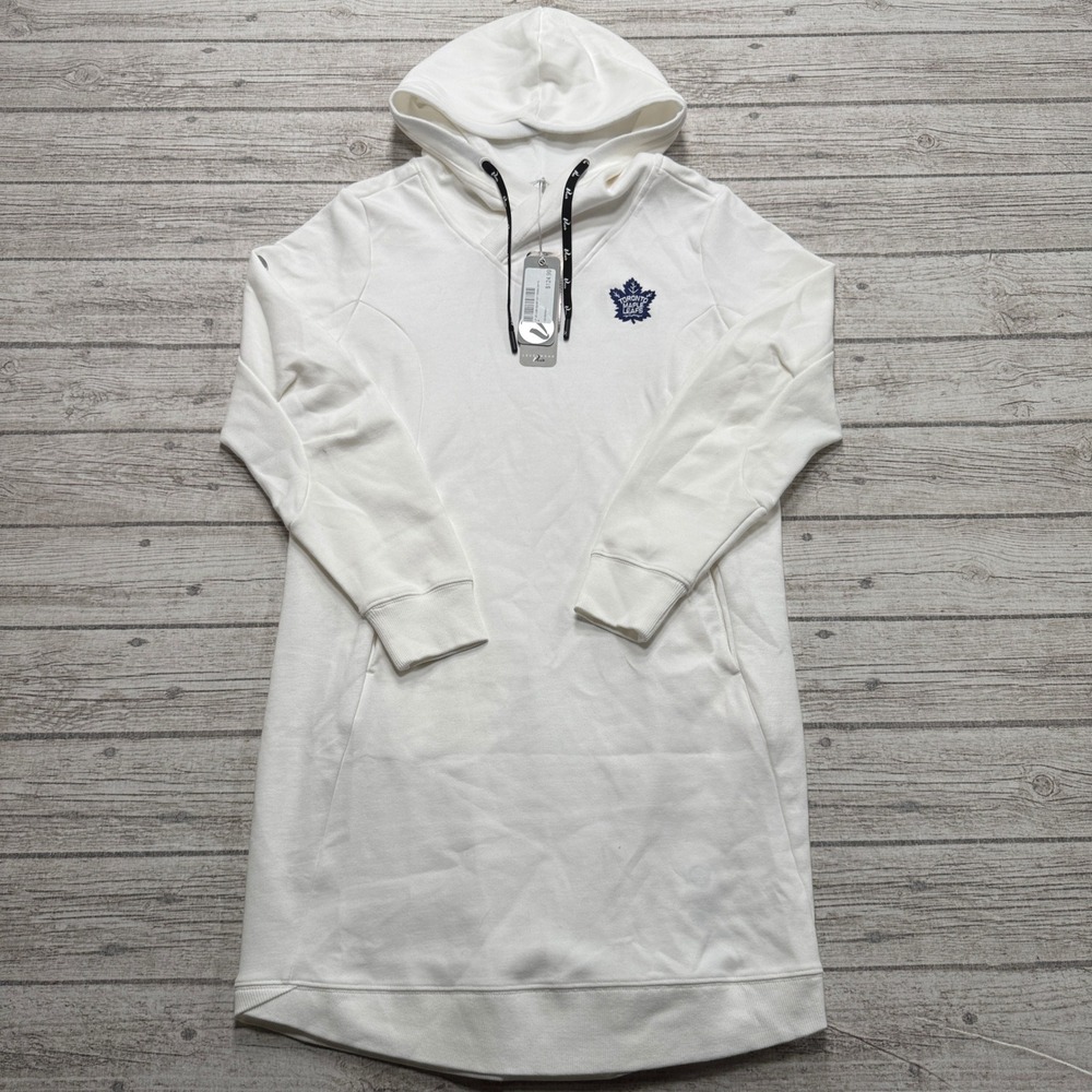 NEW Toronto Maple Leafs Hoodie Dress Women's Medium White Hockey NHL Sportswear